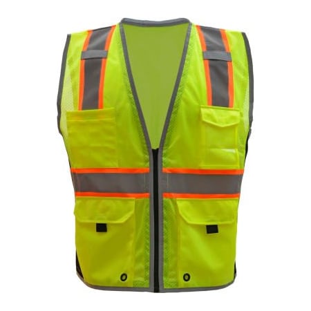 GSS Safety Class 2 Hype-Lite Safety Vest W/Black Side-Lime-5XL